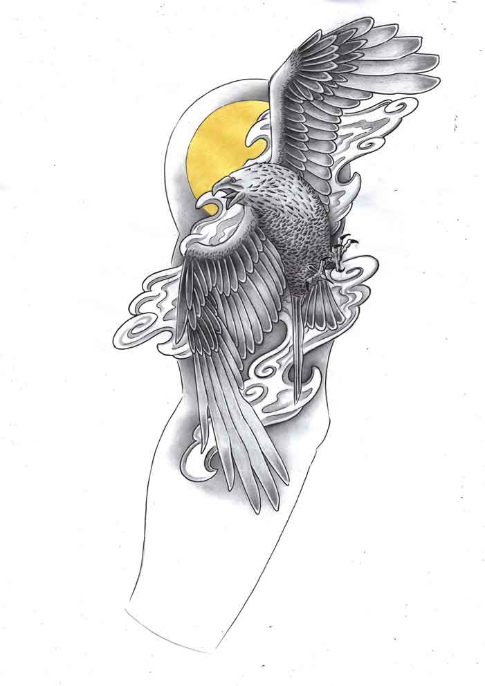 Hawk sleeve tattoo design