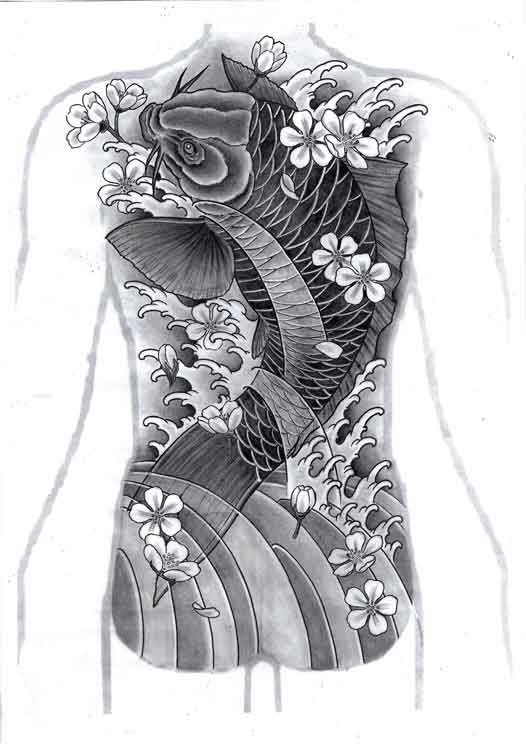Koi backpiece tattoo design
