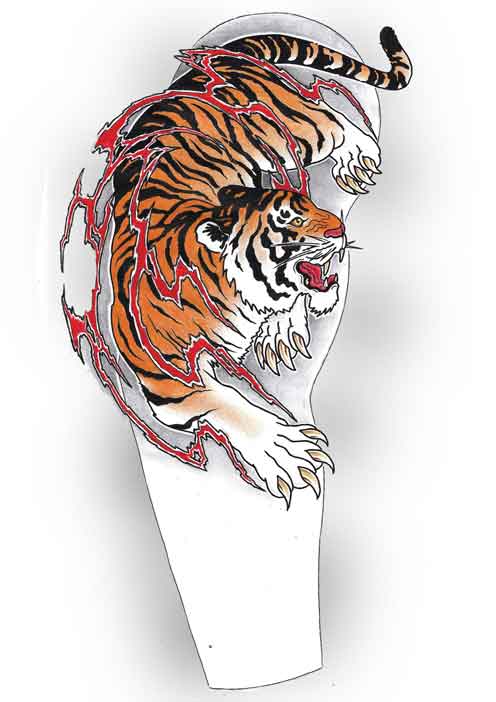 Tiger sleeve tattoo design